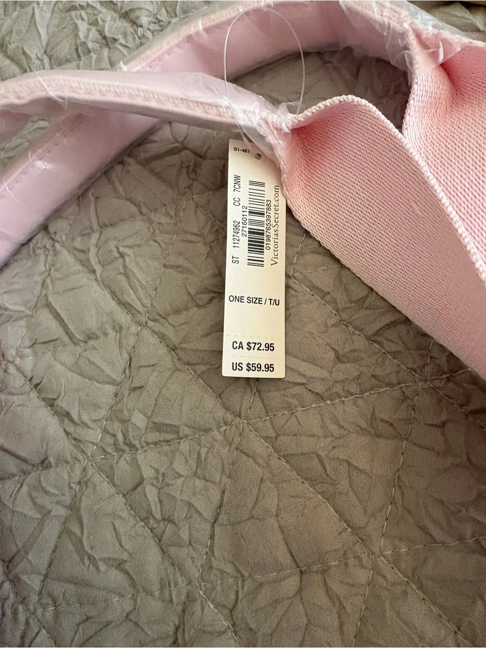 Victoria's Secret Pink Striped Tote with Light Pink Handles